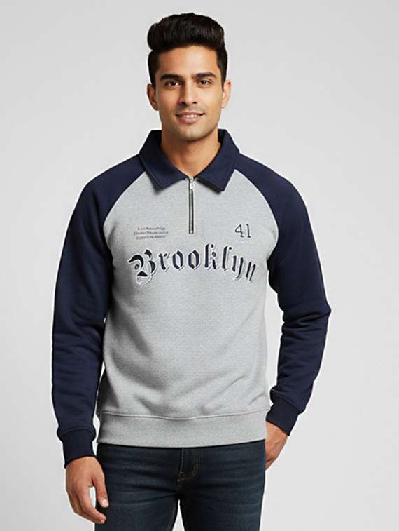 men color block long sleeve regular fit sweatshirt