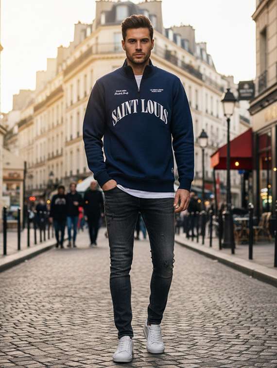 men front print long sleeve regular fit sweatshirt - 22227351 -  Standard Image - 3