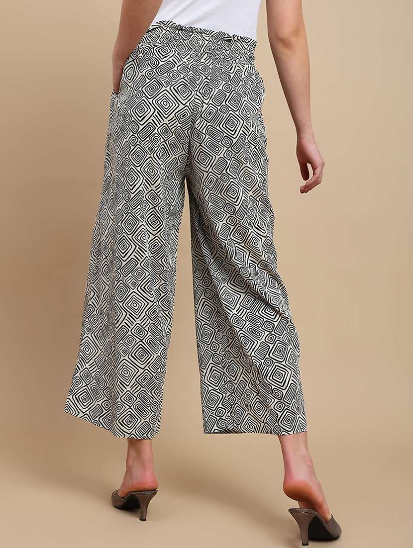 women printed mid rise straight palazzo - 22227375 -  Standard Image - 3