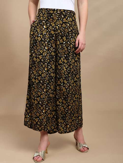 women printed mid rise flared palazzo - 22227380 -  Standard Image - 0