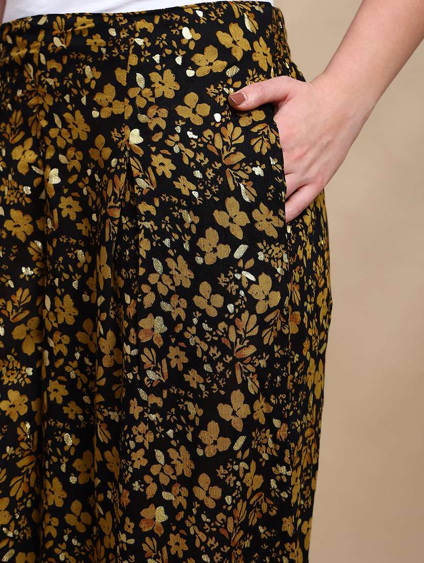 women printed mid rise flared palazzo - 22227380 -  Standard Image - 5