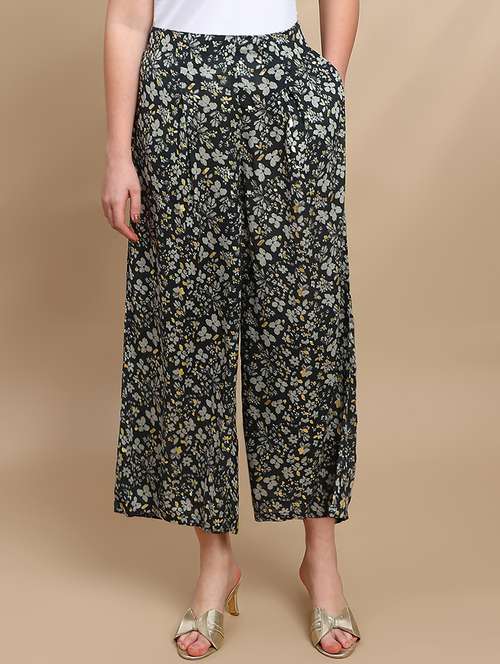 women printed mid rise flared palazzo - 22227381 -  Standard Image - 0