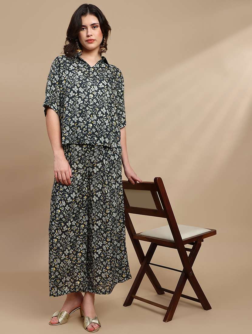 women printed mid rise flared palazzo - 22227381 -  Standard Image - 3