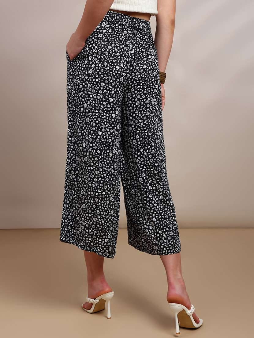 women printed high rise flared palazzo - 22227383 -  Standard Image - 3