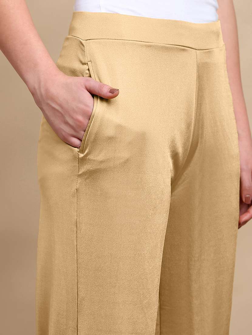 women solid mid rise straight palazzo - 22227384 -  Standard Image - 5