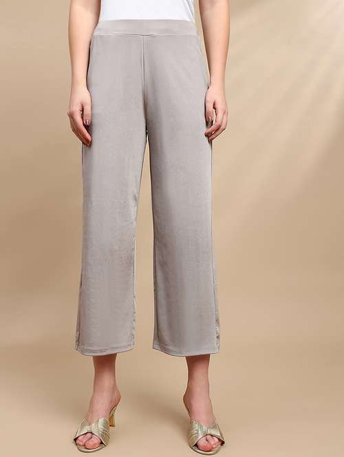 women solid mid rise straight trouser - 22227386 -  Standard Image - 0