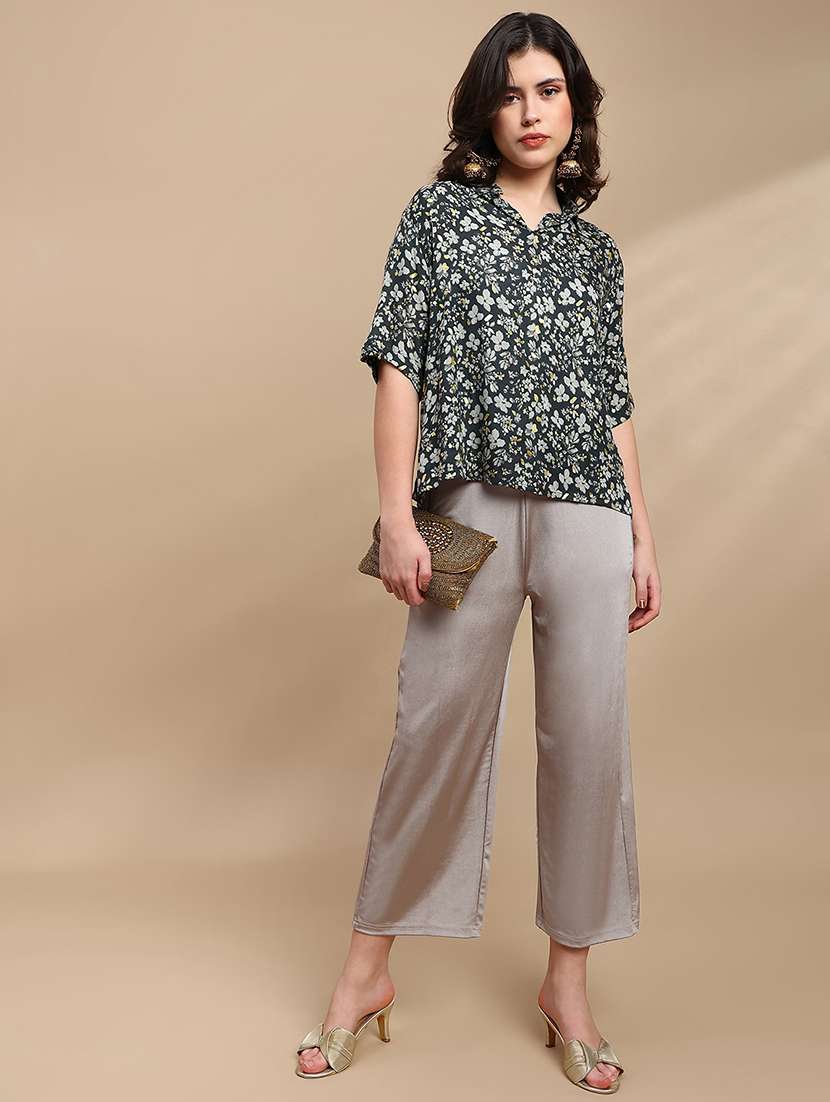 women solid mid rise straight trouser - 22227386 -  Standard Image - 3