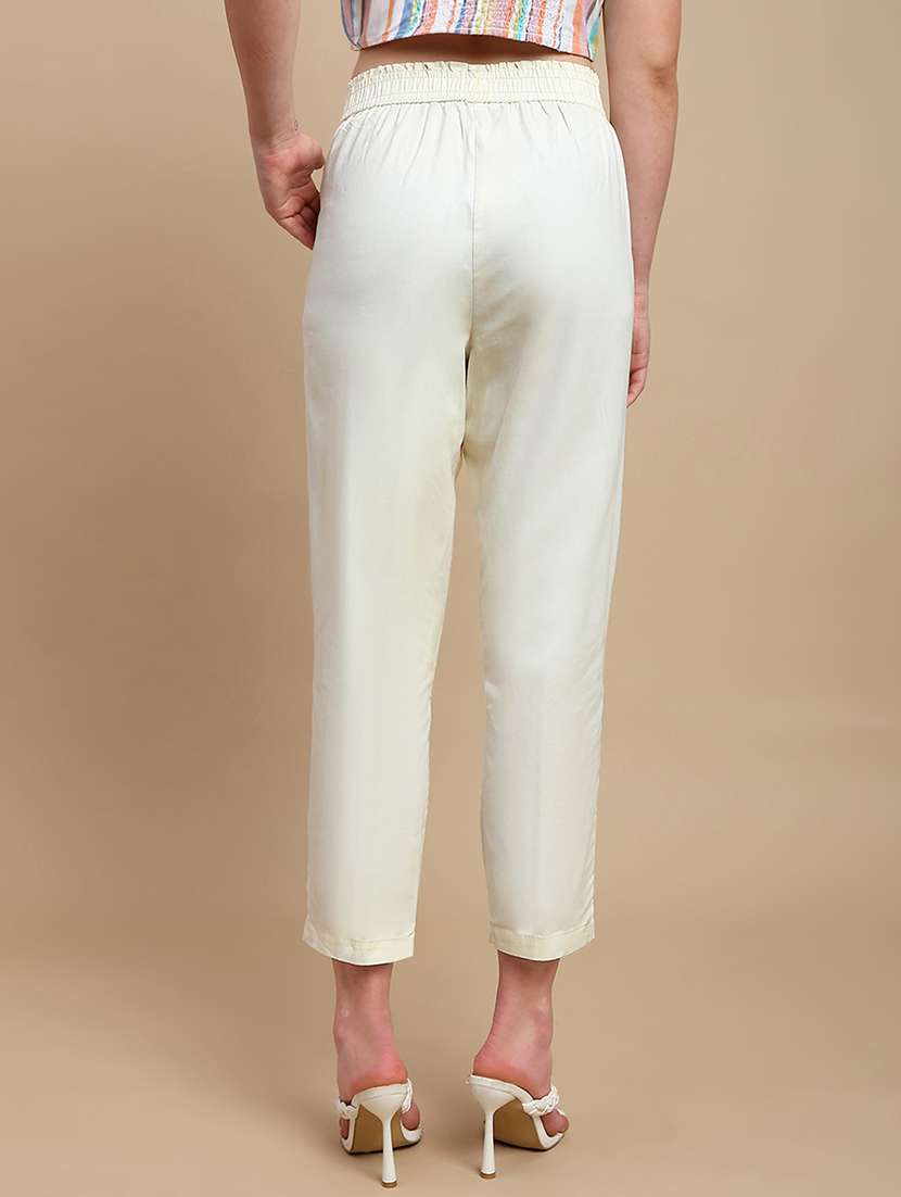 women solid mid rise straight fit trouser - 22227388 -  Standard Image - 3