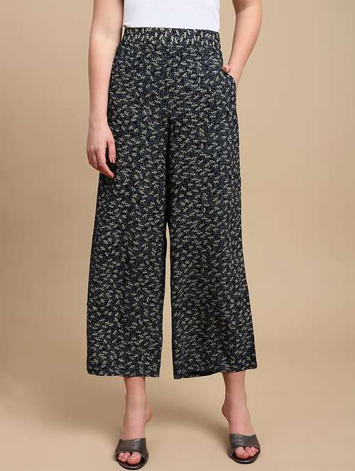 women printed mid rise flared palazzo - 22227390 -  Standard Image - 0