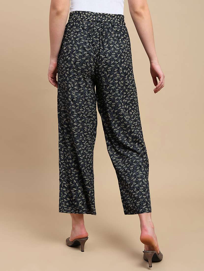 women printed mid rise flared palazzo - 22227390 -  Standard Image - 3