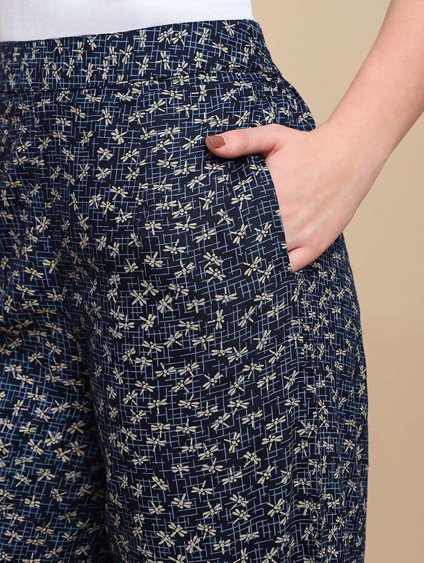 women printed mid rise flared palazzo - 22227391 -  Standard Image - 5