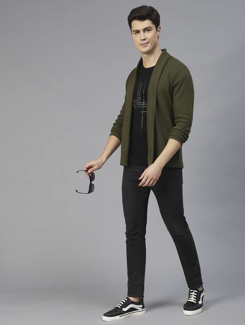men self design long sleeve regular fit cardigan - 22227438 -  Standard Image - 3