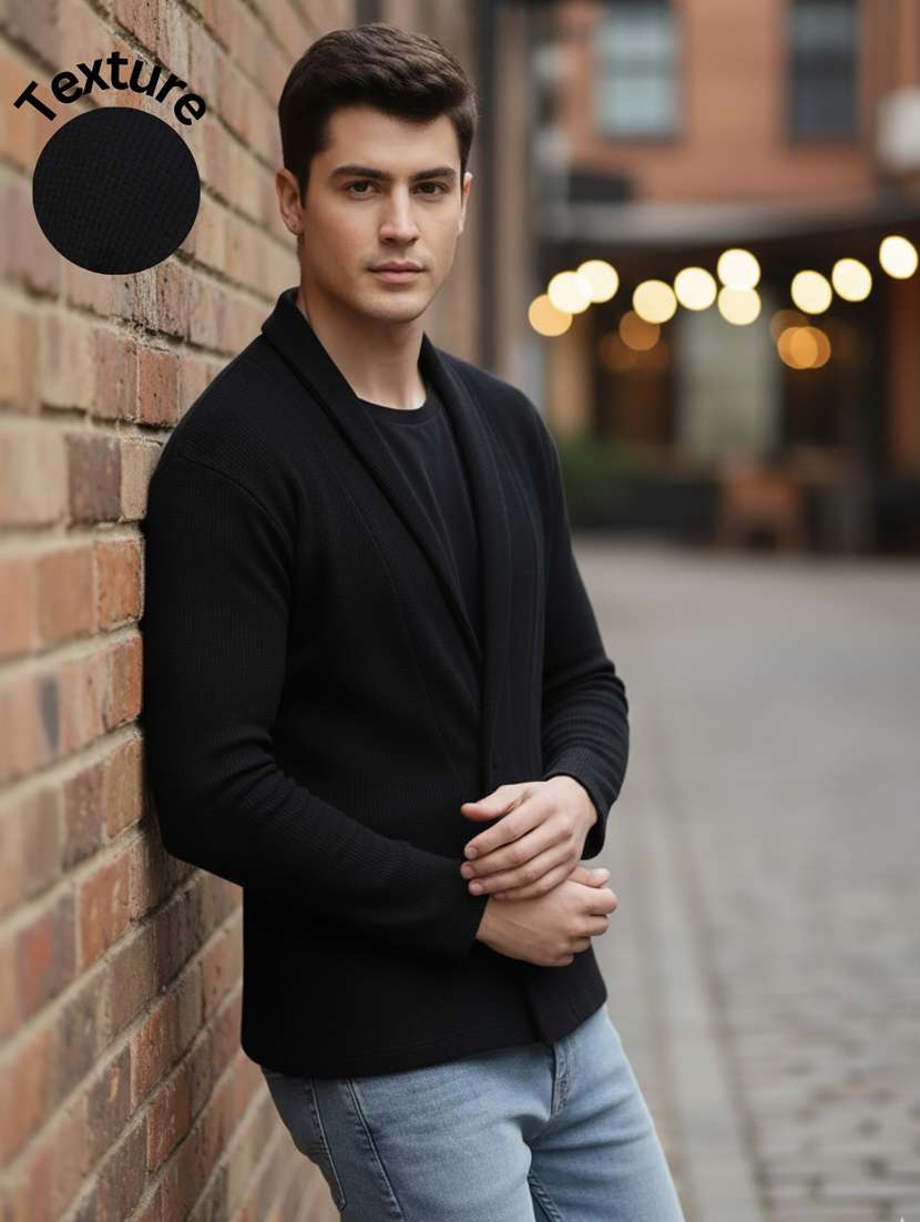 men self design long sleeve regular fit cardigan