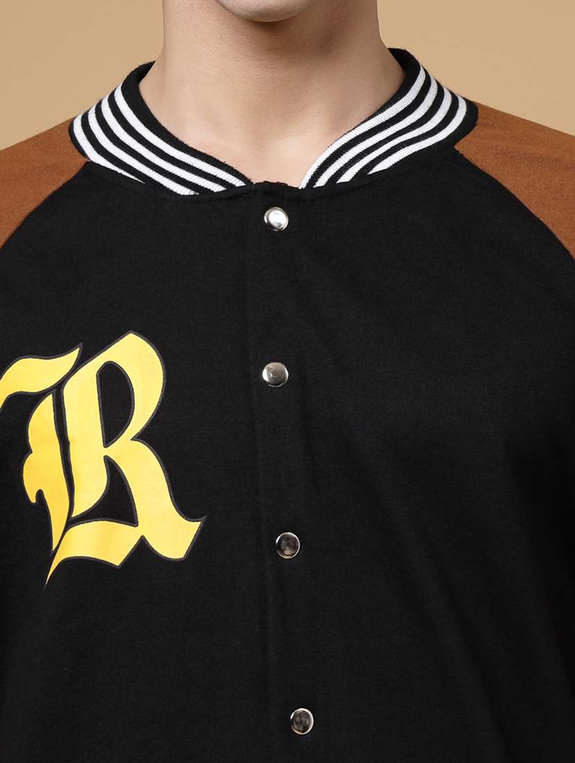 men color block henley neck varsity jacket - 22227444 -  Standard Image - 3