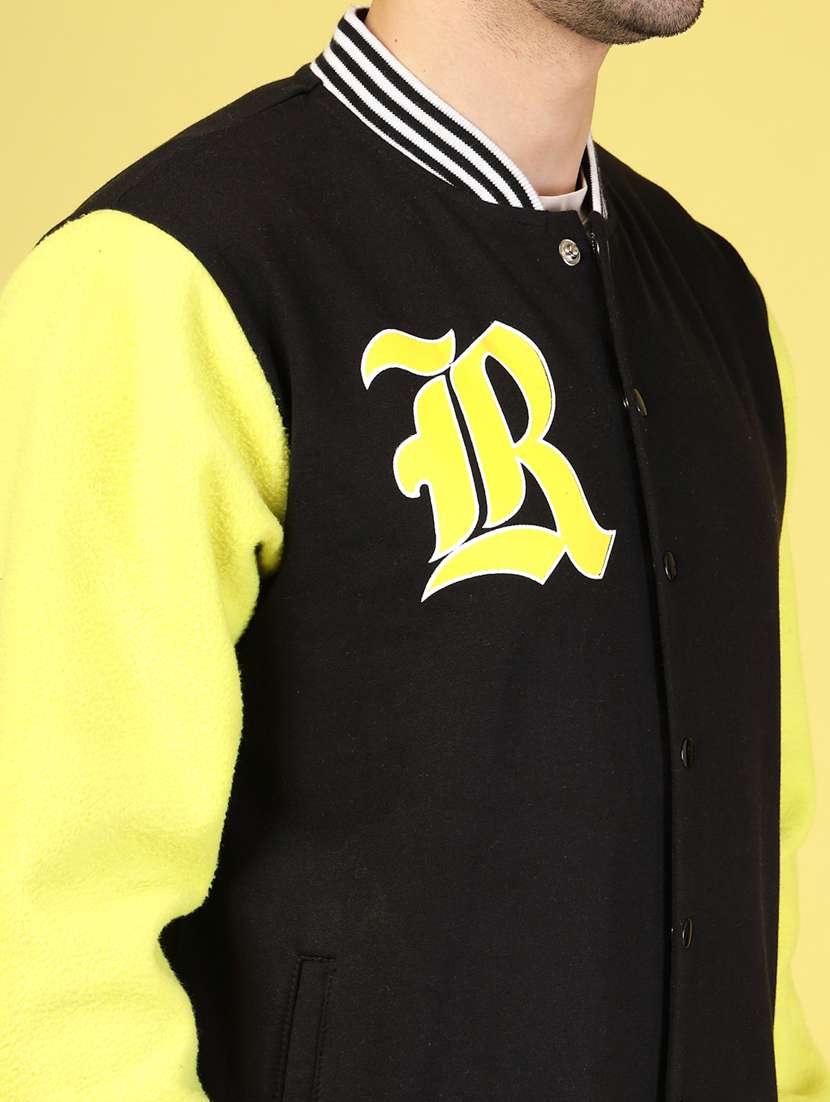 men color block henley neck varsity jacket - 22227447 -  Standard Image - 3