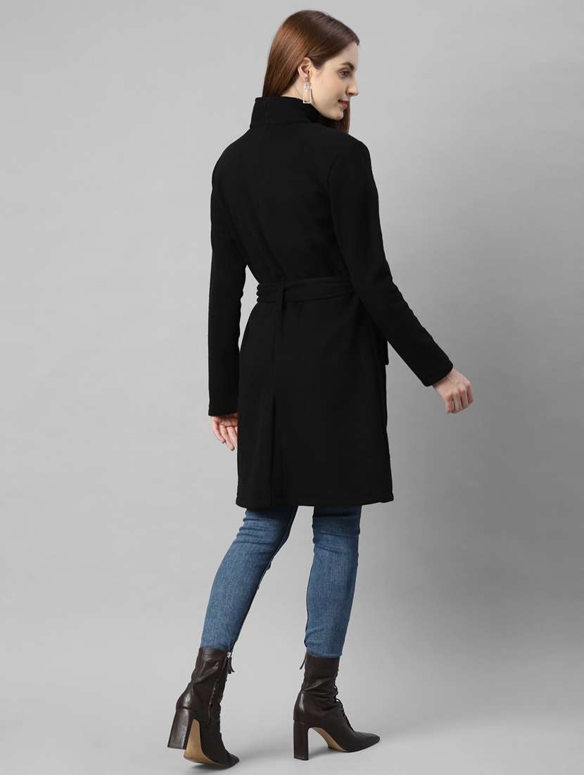 women solid long sleeve trench coat - 22227448 -  Standard Image - 3