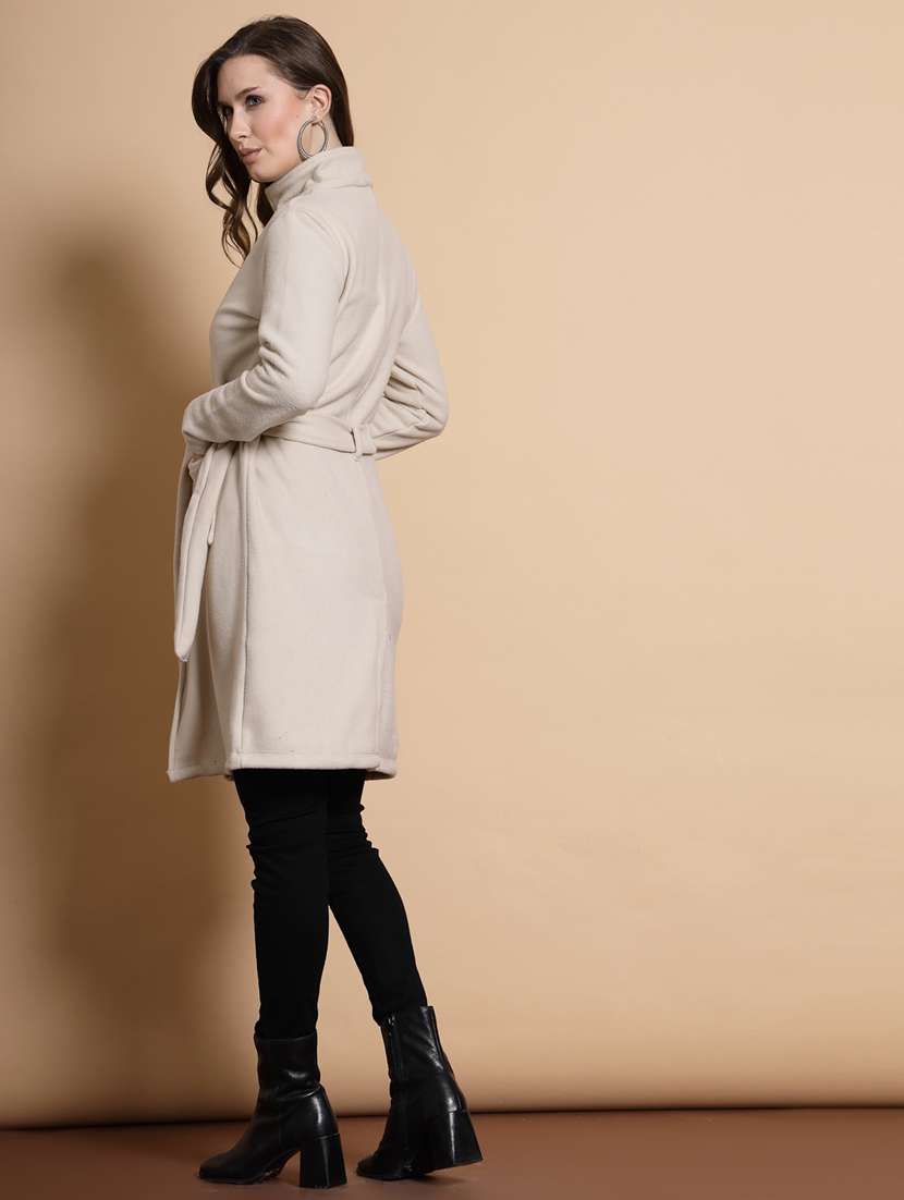 women solid long sleeve trench coat - 22227450 -  Standard Image - 3