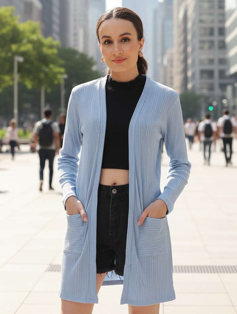 women self designed long sleeve shrug