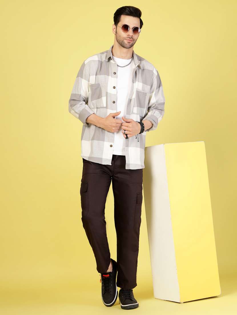 men solid mid rise regular fit cargo - 22227470 -  Standard Image - 3