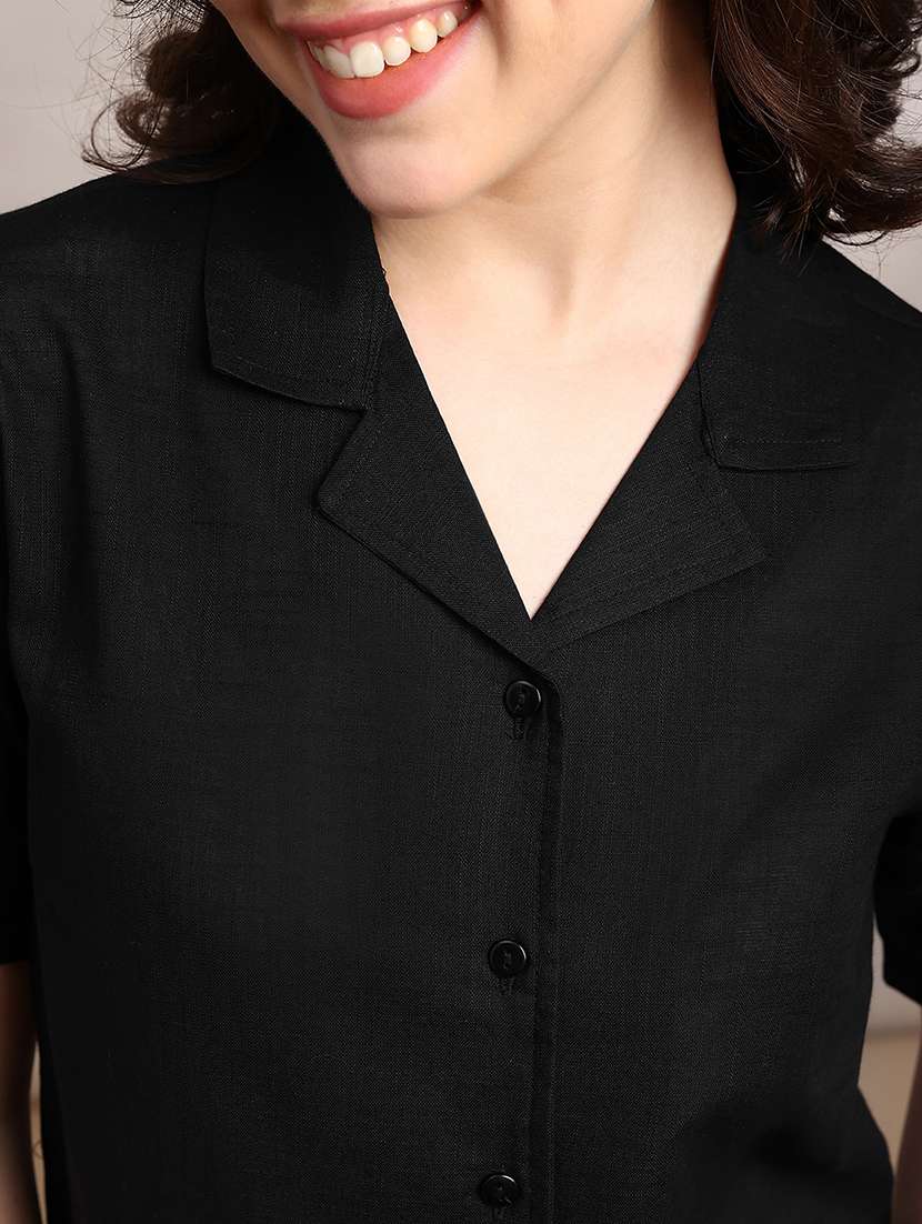 women solid short sleeve shirt top - 22227474 -  Standard Image - 5