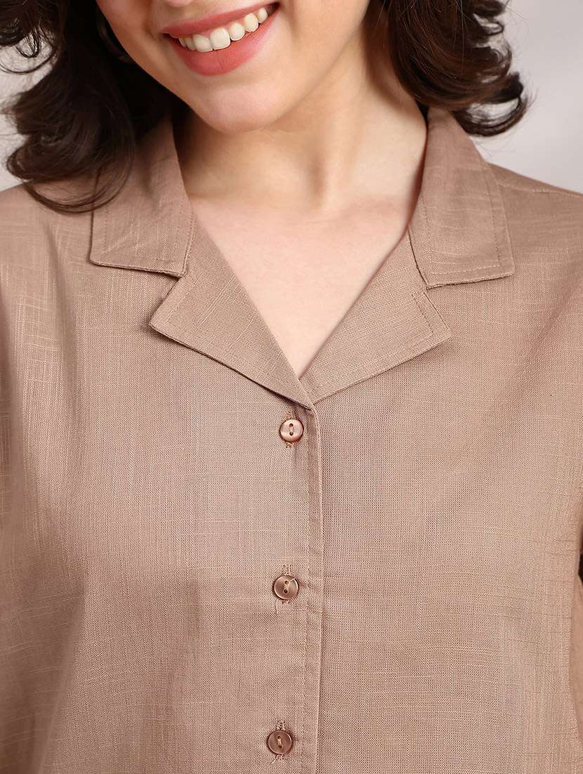 women solid short sleeve shirt top - 22227476 -  Standard Image - 5