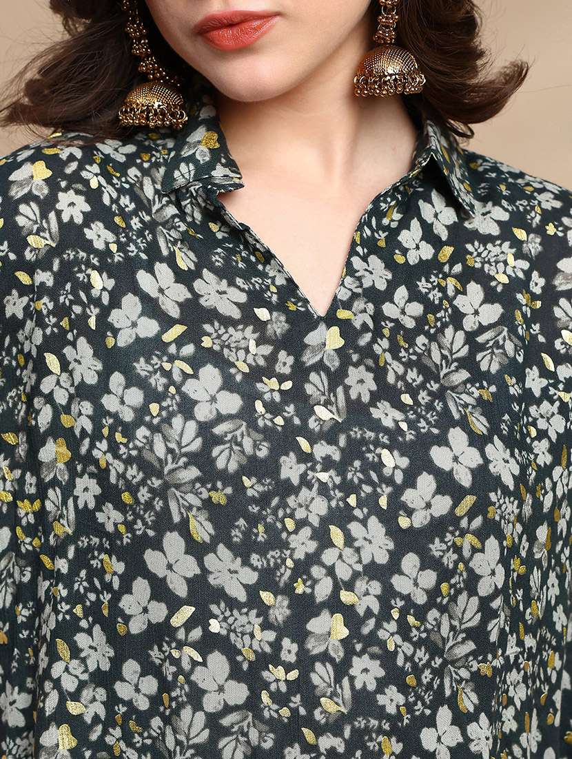 women floral printed short sleeve relaxed fit top - 22227480 -  Standard Image - 5