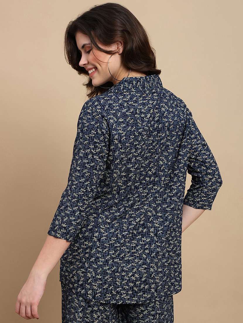 women printed three quarter sleeve a-line ethnic top - 22227482 -  Standard Image - 3