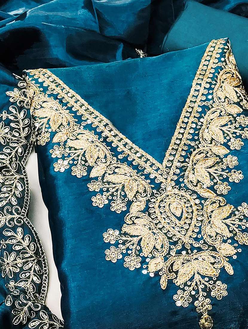 women solid with work embroidered unstitched suit set - 22227486 -  Standard Image - 3