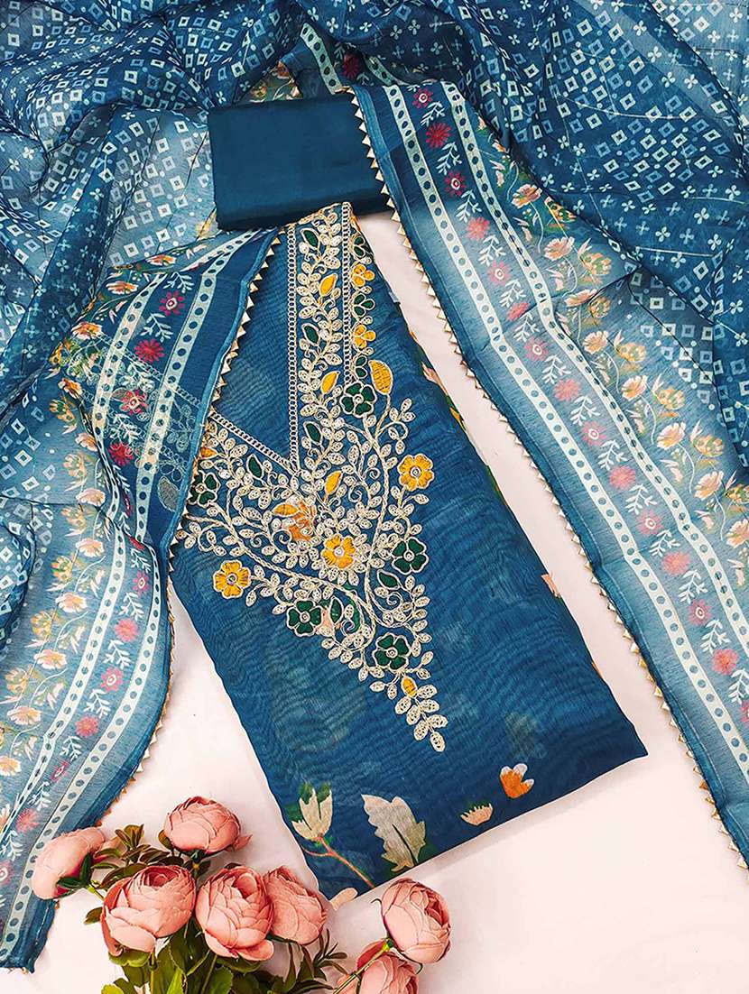 women floral embroidered unstitched suit set