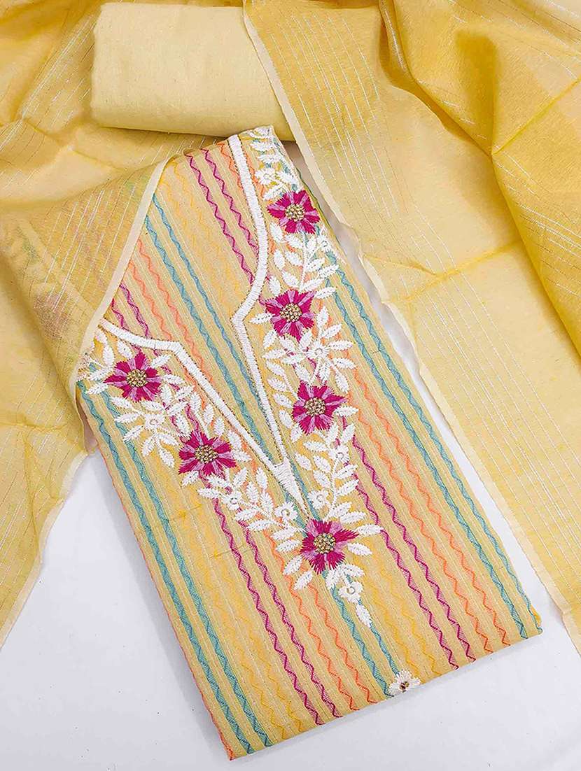 women self design embroidered unstitched suit set - 22227537 -  Standard Image - 3
