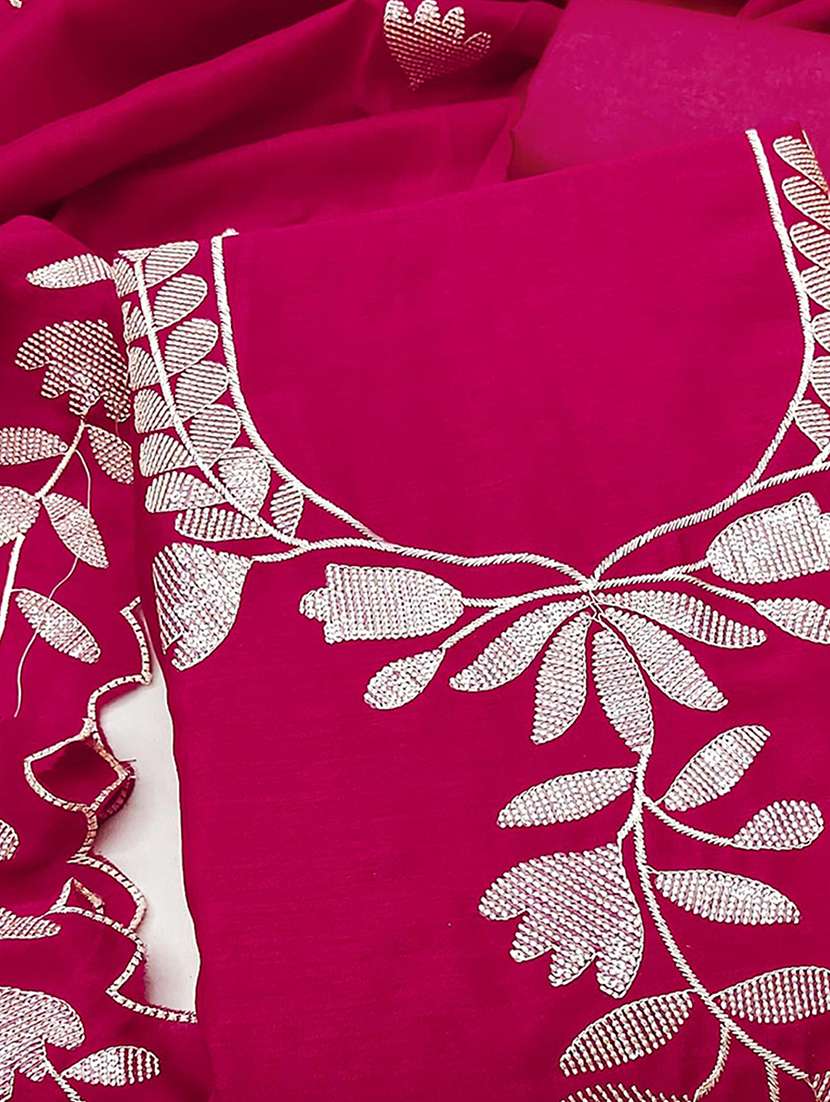 women solid with work embroidered unstitched suit set - 22227541 -  Standard Image - 3