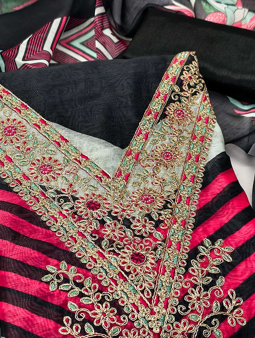 women printed embroidered unstitched suit set - 22227542 -  Standard Image - 3