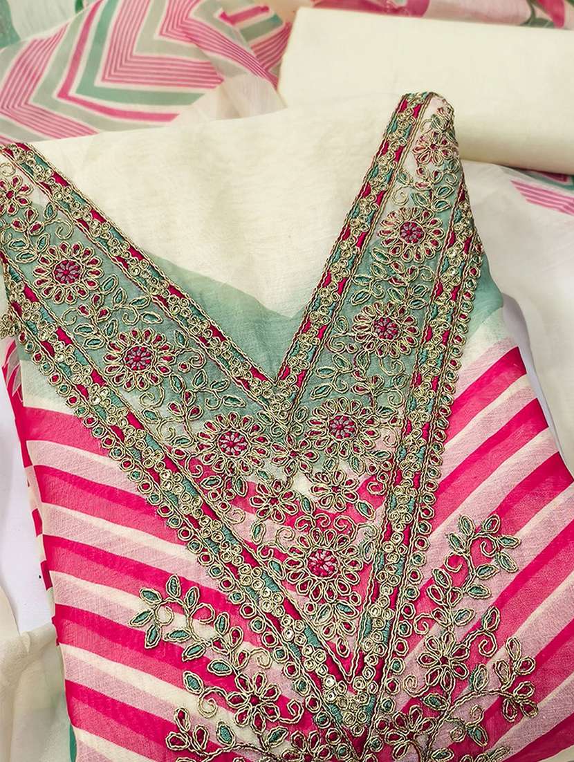 women printed embroidered unstitched suit set - 22227544 -  Standard Image - 3