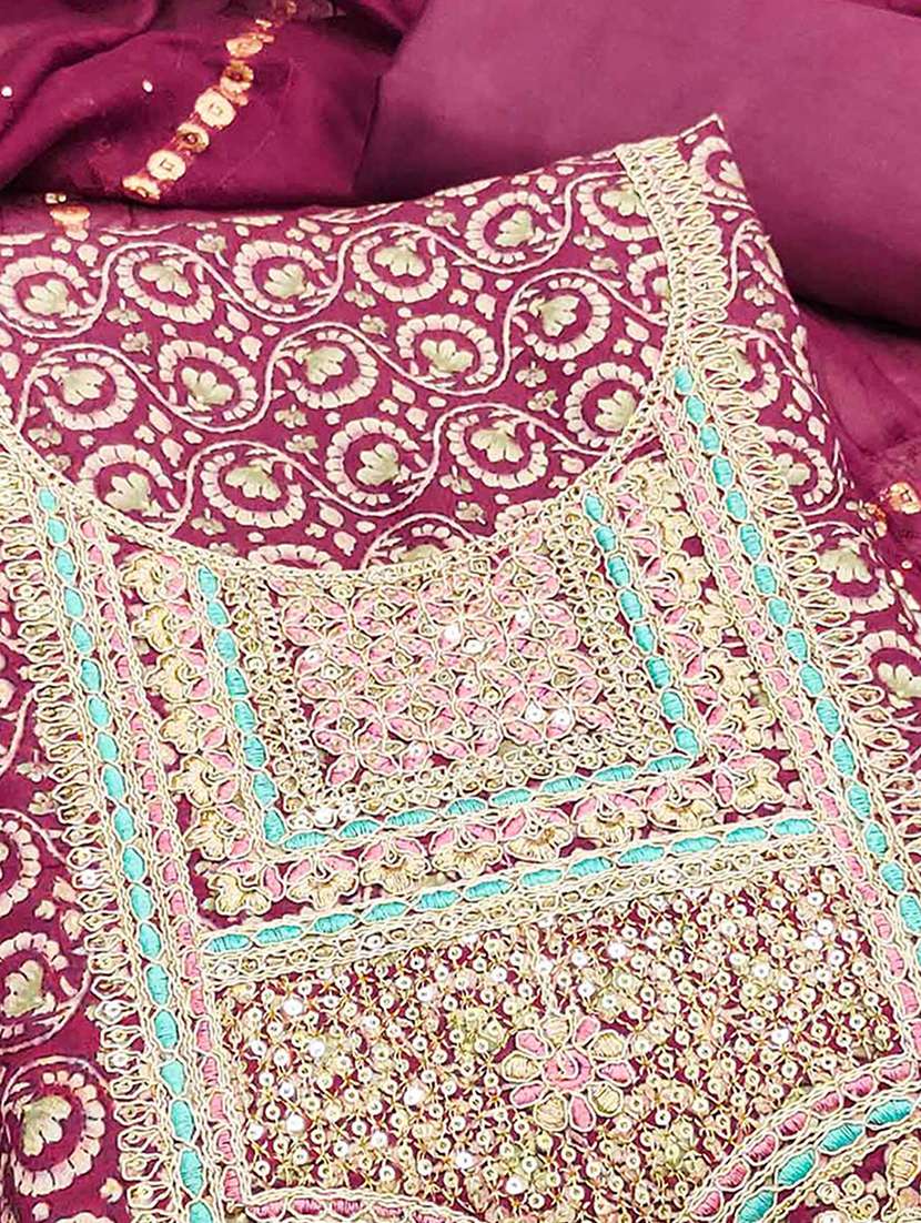 women printed embroidered unstitched suit set - 22227548 -  Standard Image - 3