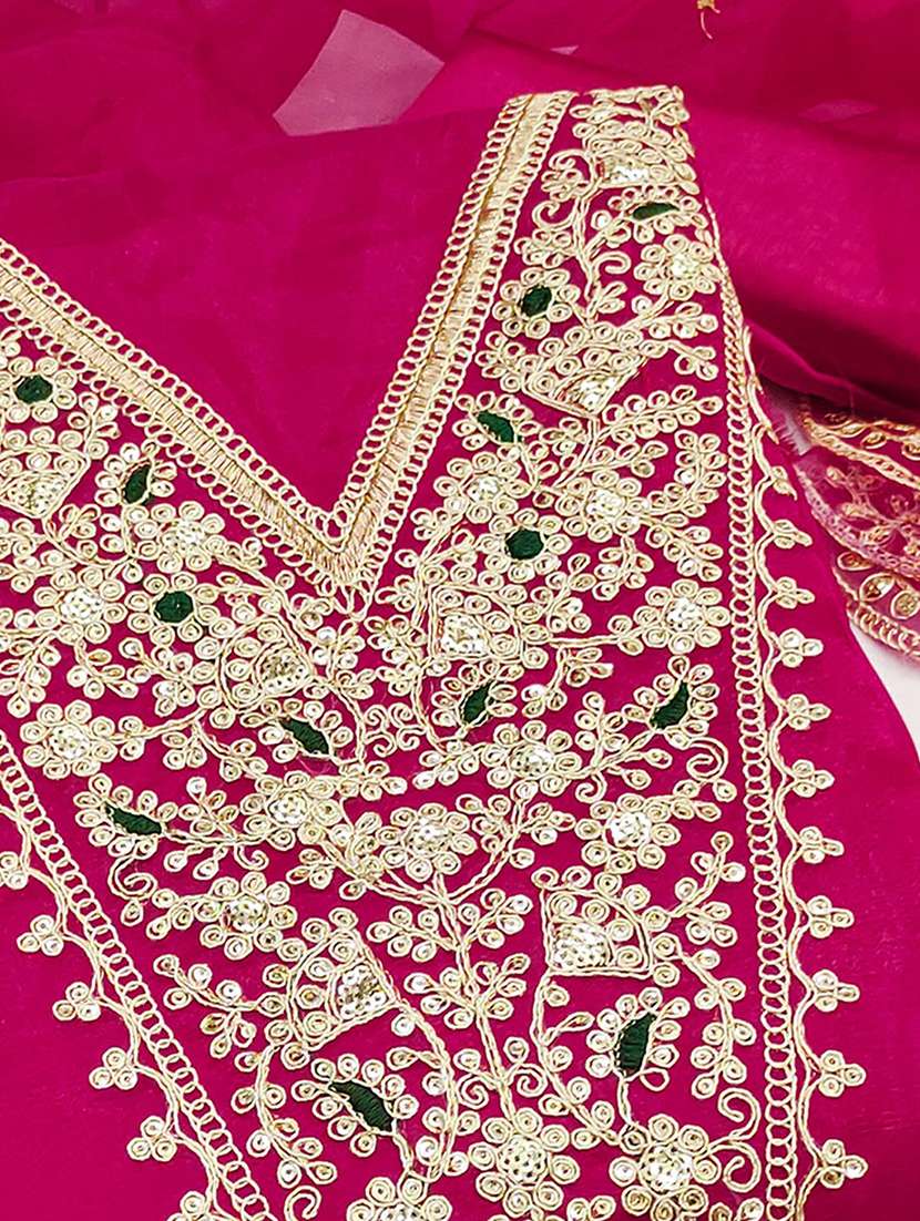 women solid with work embroidered unstitched suit set - 22227553 -  Standard Image - 3