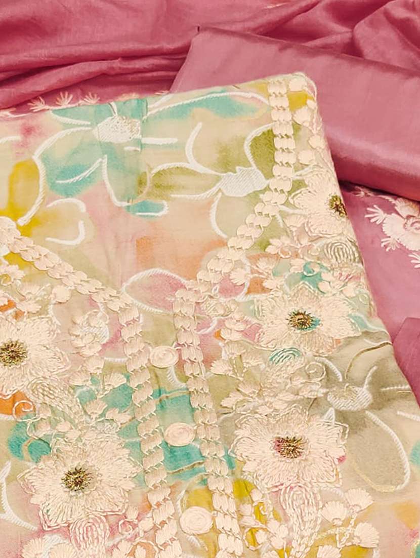 women floral embroidered unstitched suit set - 22227558 -  Standard Image - 3