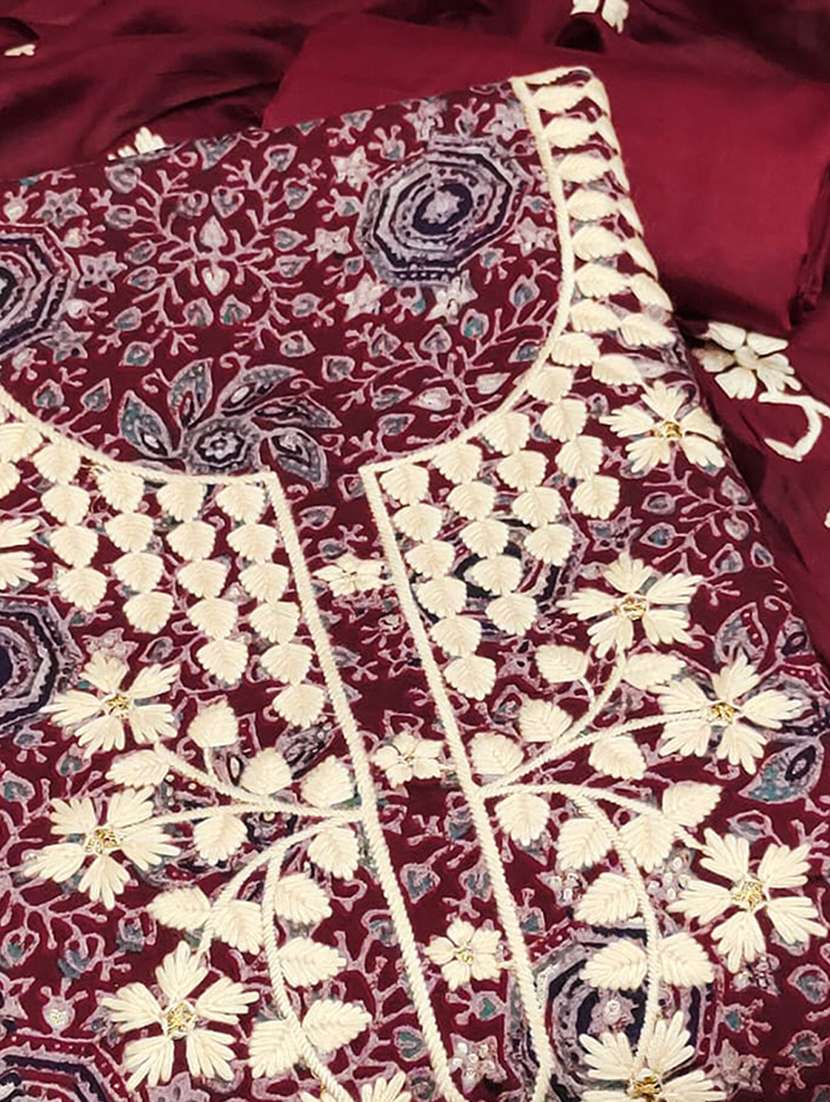Women Printed Embroidered Unstitched Suit Set - 22227561 -  Standard Image - 3