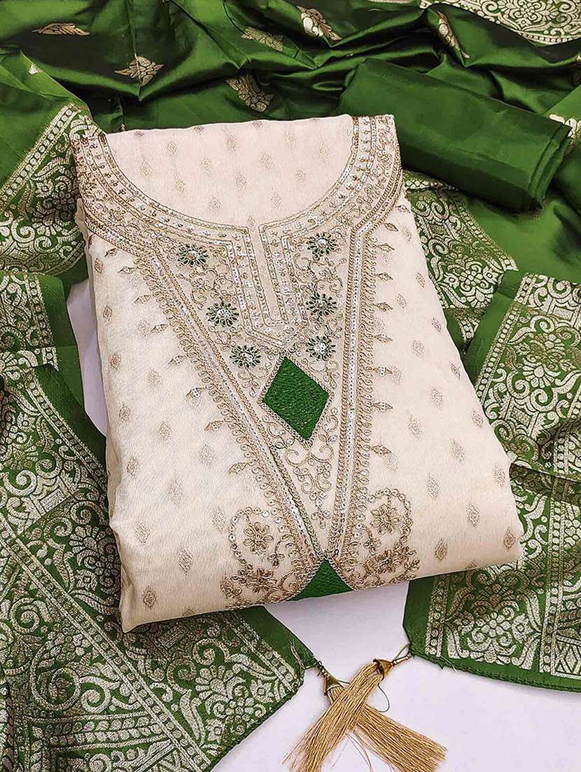 women self design embroidered unstitched suit set