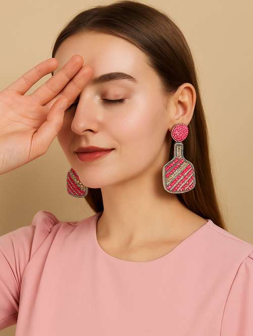  pink bottle shaped beaded earrings - 22227595 -  Standard Image - 0