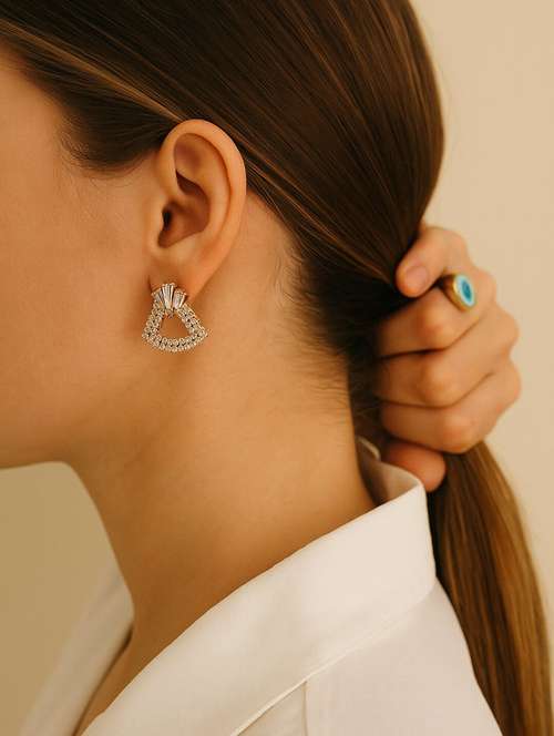 women silver rhinestone stud earrings - 22227614 -  Standard Image - 0