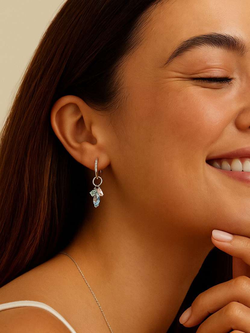 women silver drop earring