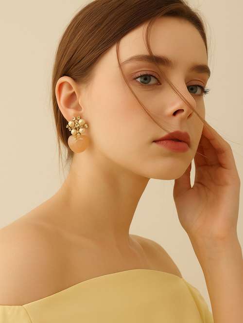 pearl and crystal floral heart drop earrings - 22227627 -  Standard Image - 0