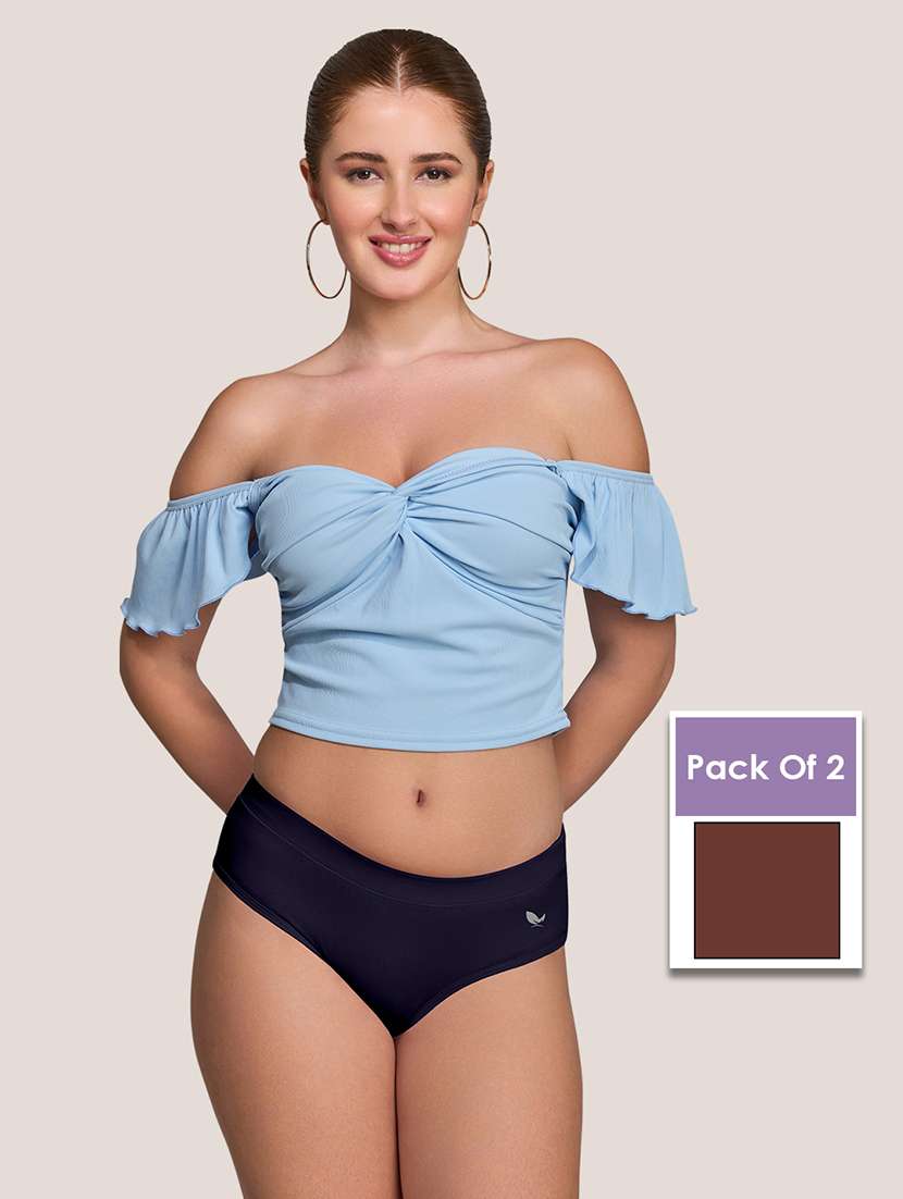 women pack of 2 solid mid rise panty