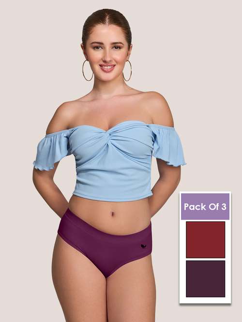 women pack of 3 solid mid rise panty - 22227640 -  Standard Image - 0