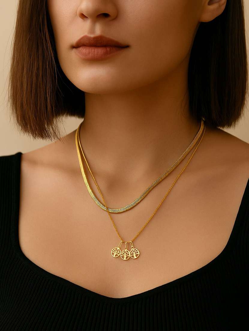 women gold plated dual layered necklace