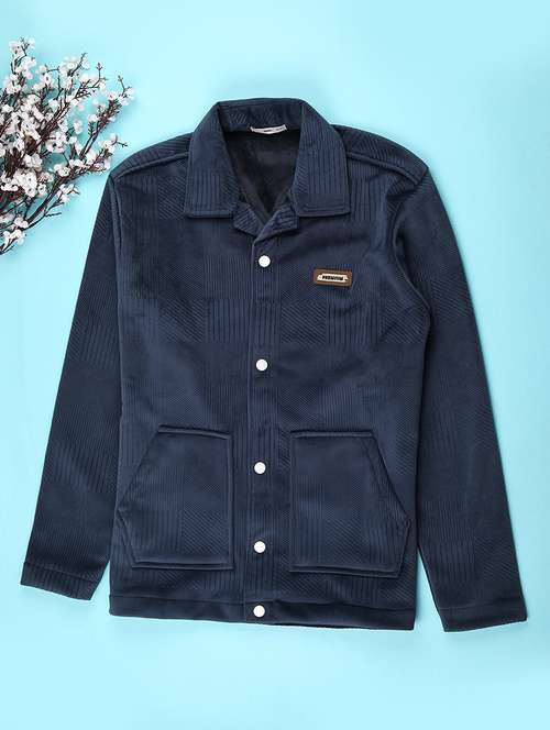 boys solid collared long sleeve shacket - 22227675 -  Standard Image - 0