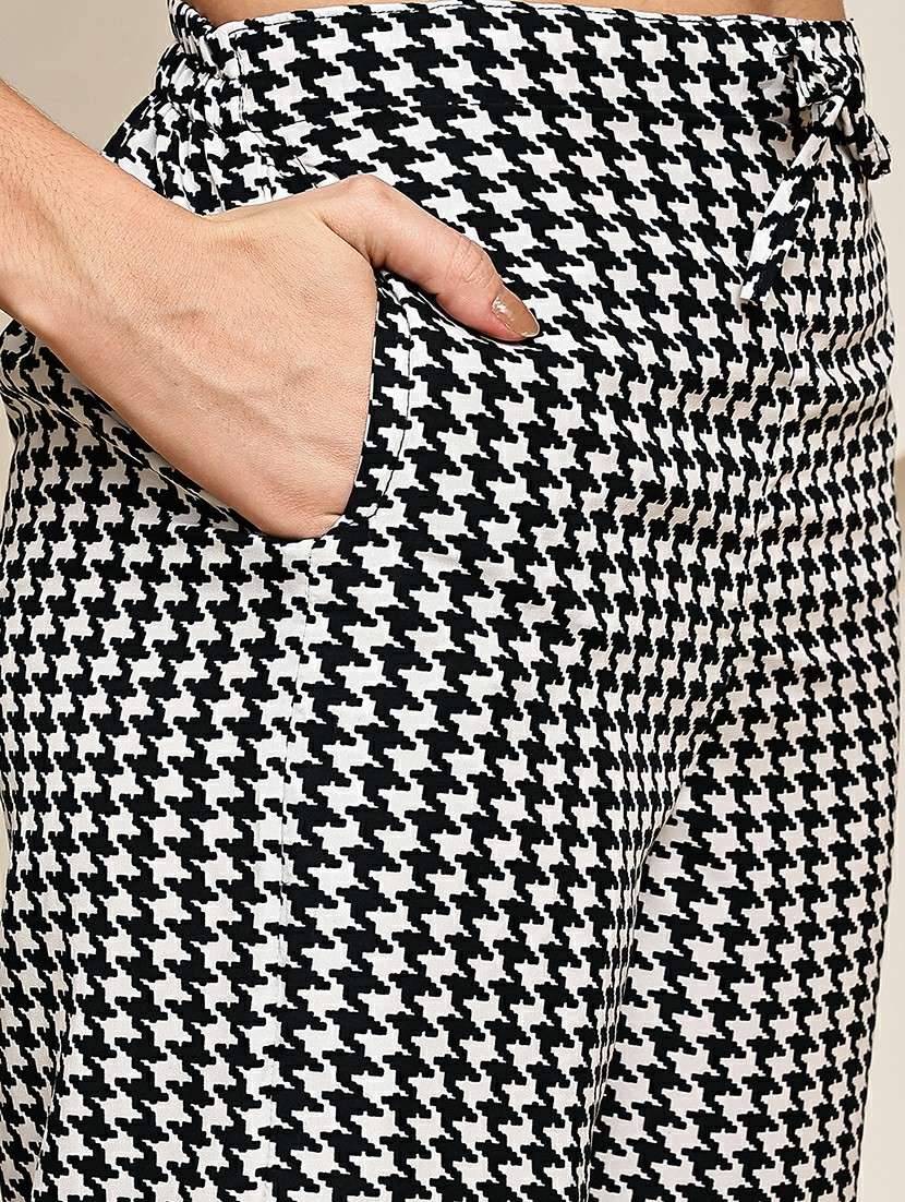 women houndstooth print mid rise straight palazzo - 22227694 -  Standard Image - 5