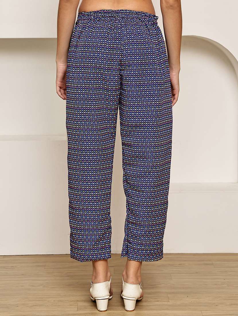 women printed mid rise straight palazzo - 22227698 -  Standard Image - 3