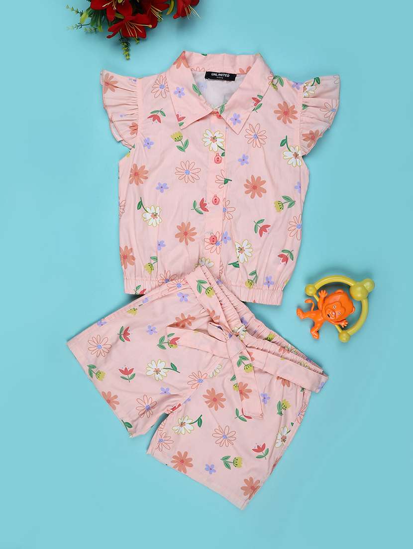 gurls floral print top and shorts set