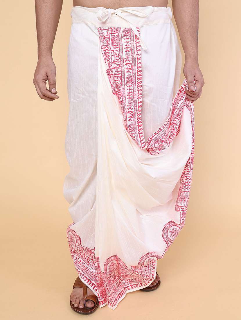 men printed mid rise dhoti